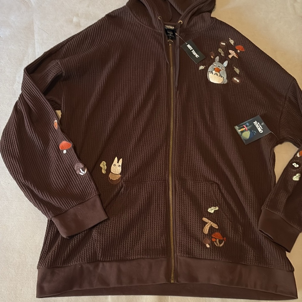 Studio Ghibli My Neighbor Totoro Oversized Thermal Hoodie Hot Topic 2X Jrs - Picture 6 of 10